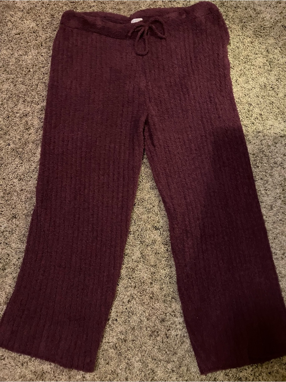 Cozy Knit Drawstring lounge pants - Burgundy 1X